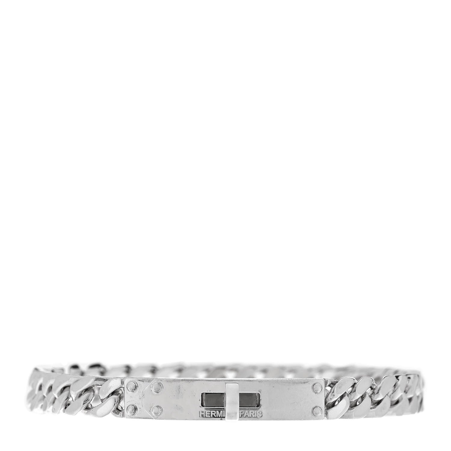 Hermes Sterling Silver TPM Kelly Gourmette Bracelet LG 1 of 4