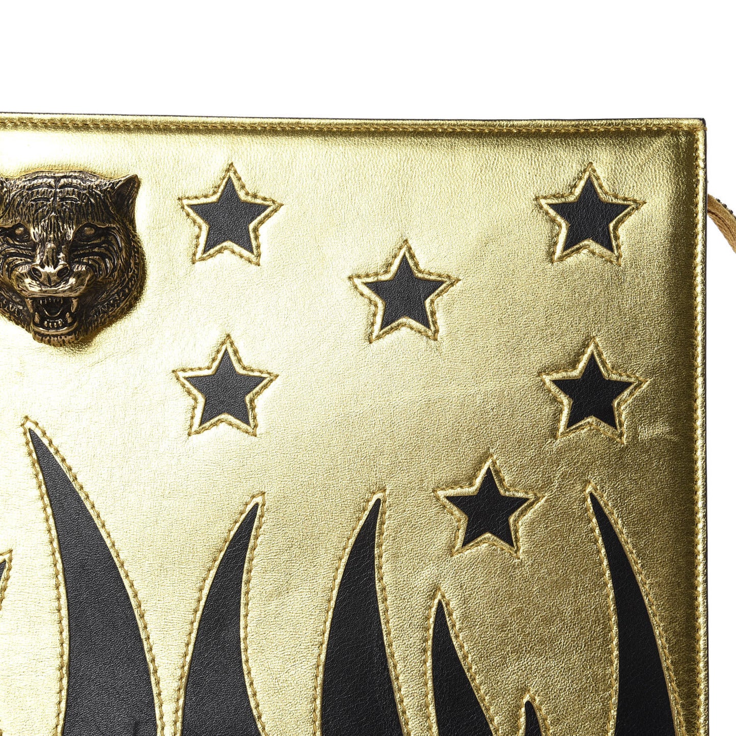 Calfskin Animalier Clutch Gold Black
