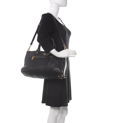 Prada Vitello Daino Shopping Satchel Black 2 of 13