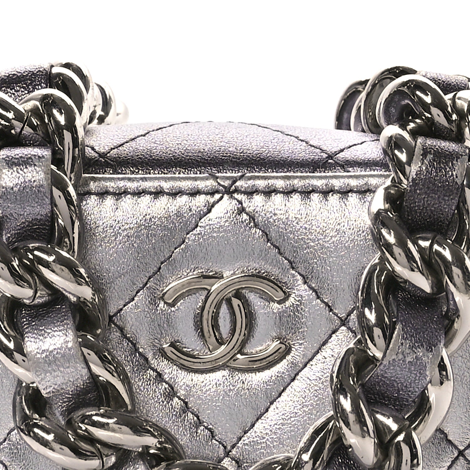 Chanel Gradient Metallic Lambskin Quilted Like A Wallet Clutch With Chain Silver Purple 8 of 10