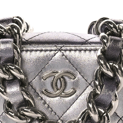 Chanel Gradient Metallic Lambskin Quilted Like A Wallet Clutch With Chain Silver Purple 8 of 10