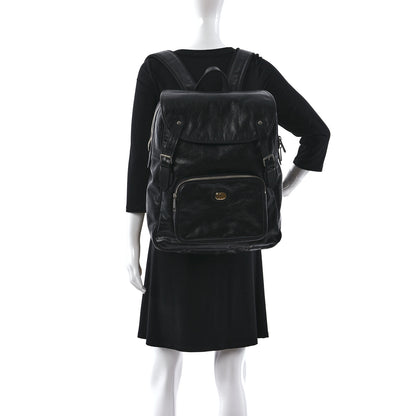 Gucci Fluffy Calfskin Mesh Nylon Medium Morpheus Double Buckle Backpack Black 2 of 10