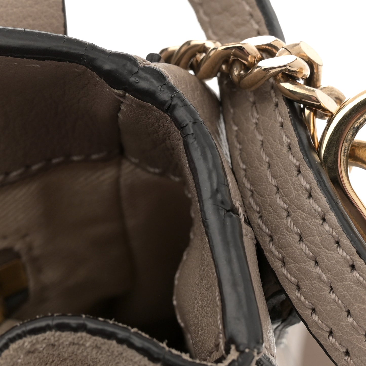 Suede Calfskin Small Faye Backpack Motty Grey