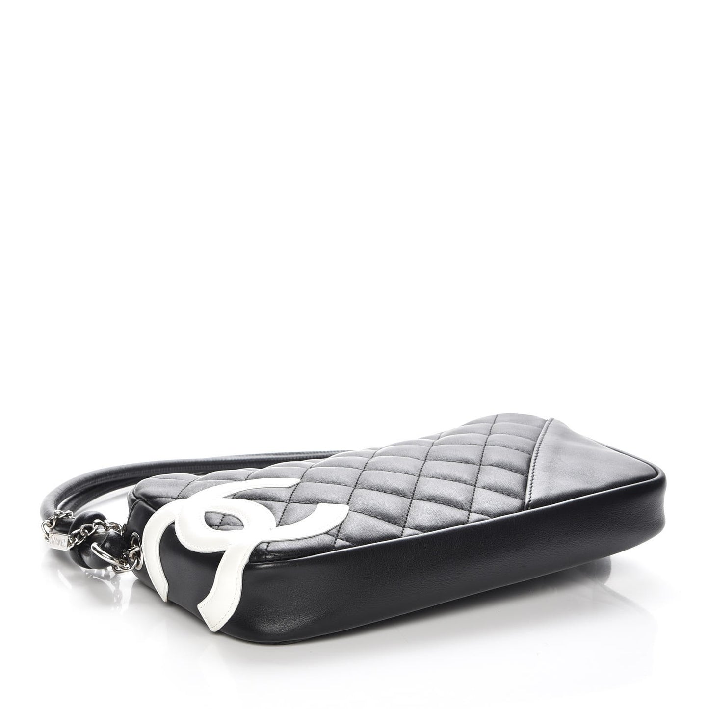 Calfskin Quilted Cambon Pochette Black White
