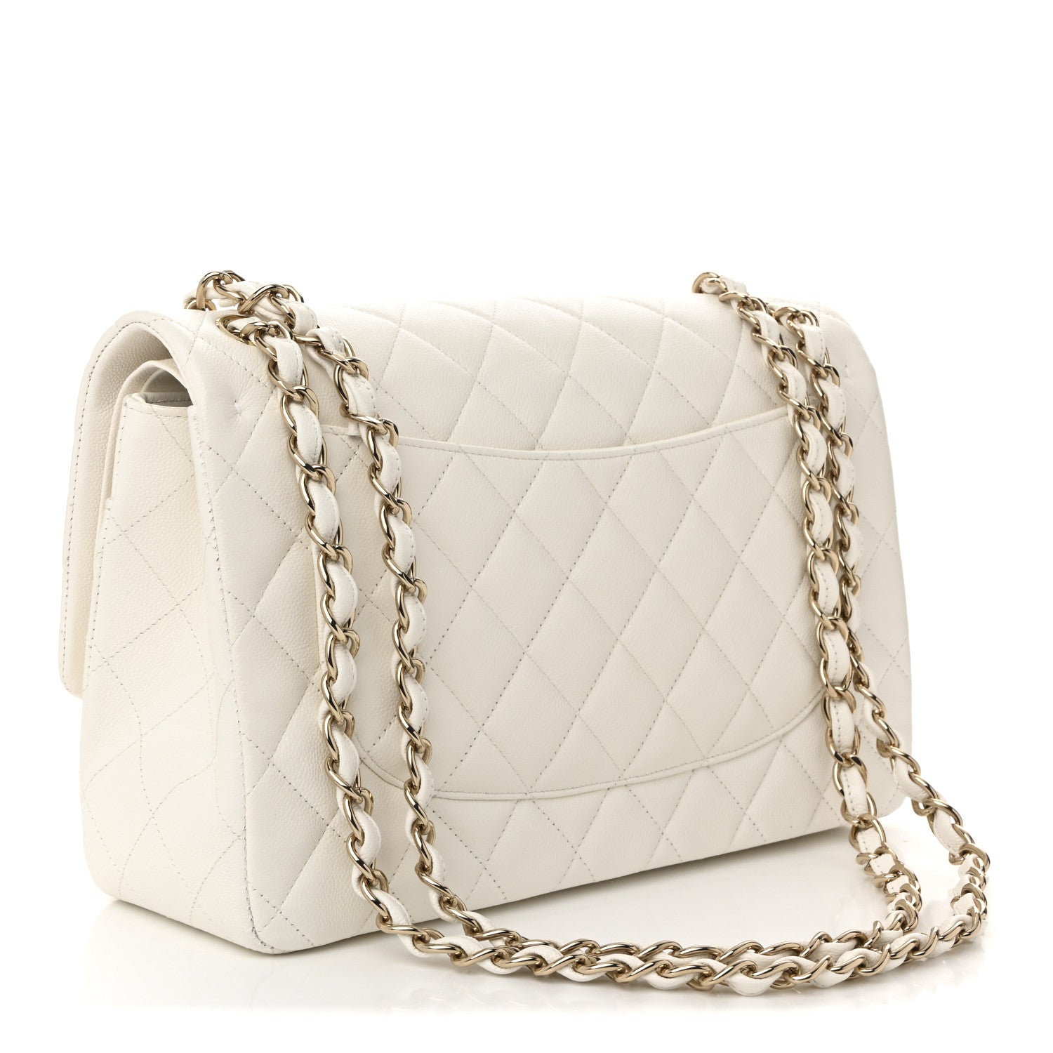 Chanel Caviar Quilted Jumbo Double Flap White 3 of 11