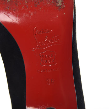 Christian Louboutin Suede Peep Toe Pumps 36 Black 8 of 10