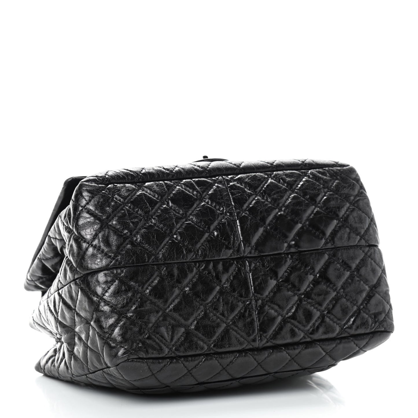 Metallic Aged Calfskin Quilted Reissue 2.55 Accordion Flap Black