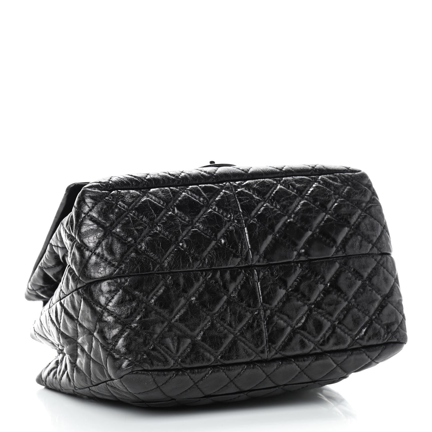 Chanel Metallic Aged Calfskin Quilted Reissue 2.55 Accordion Flap Black 4 of 9
