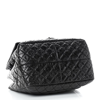 Chanel Metallic Aged Calfskin Quilted Reissue 2.55 Accordion Flap Black 4 of 9