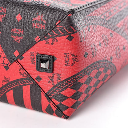 MCM Visetos Baroque Print Kira North South Shopper Tote Red 10 of 10