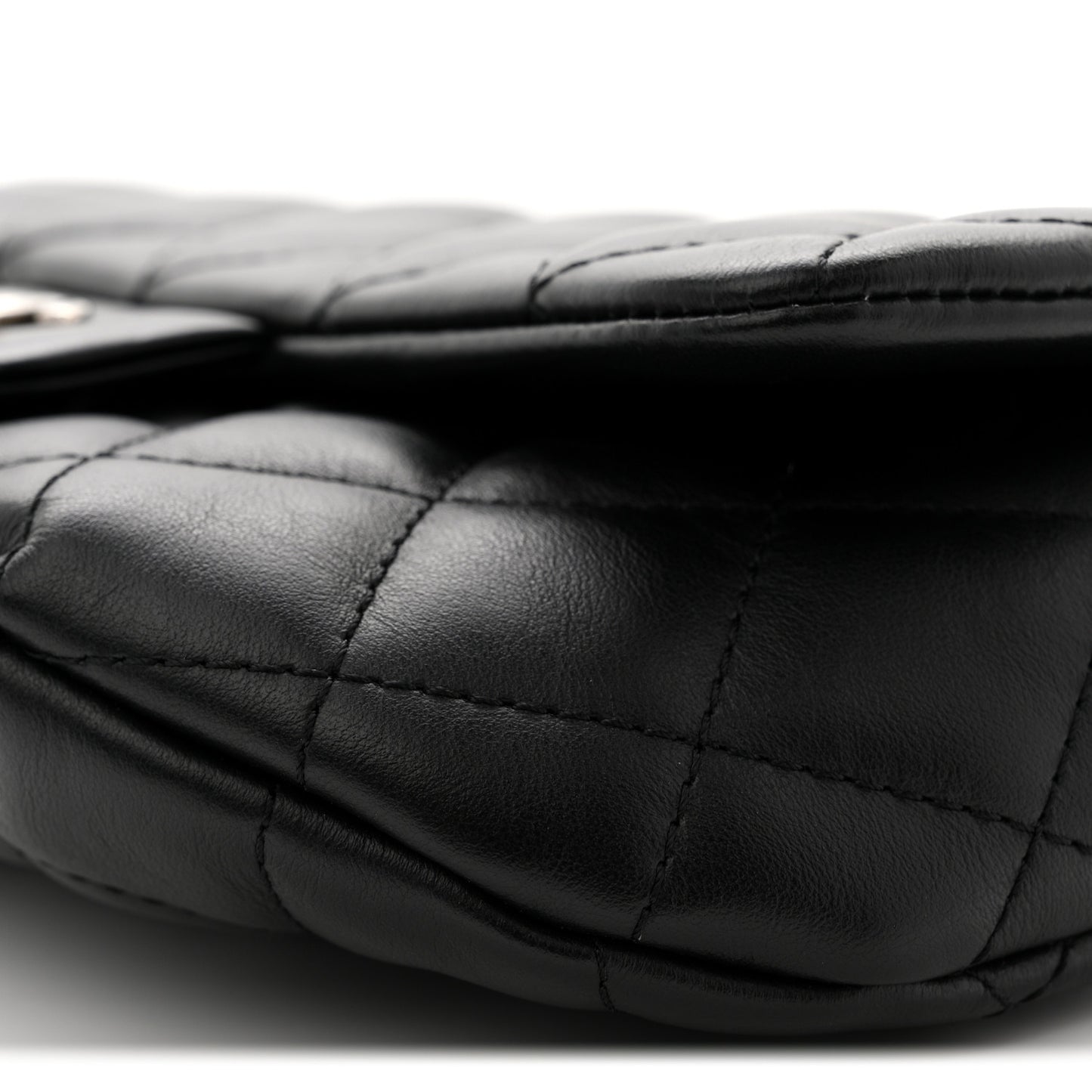 Calfskin Quilted CC Uniform Flap Belt Bag Black