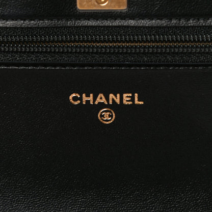 Chanel Lambskin Quilted CC Pearl Crush Wallet on Chain WOC Black 6 of 16