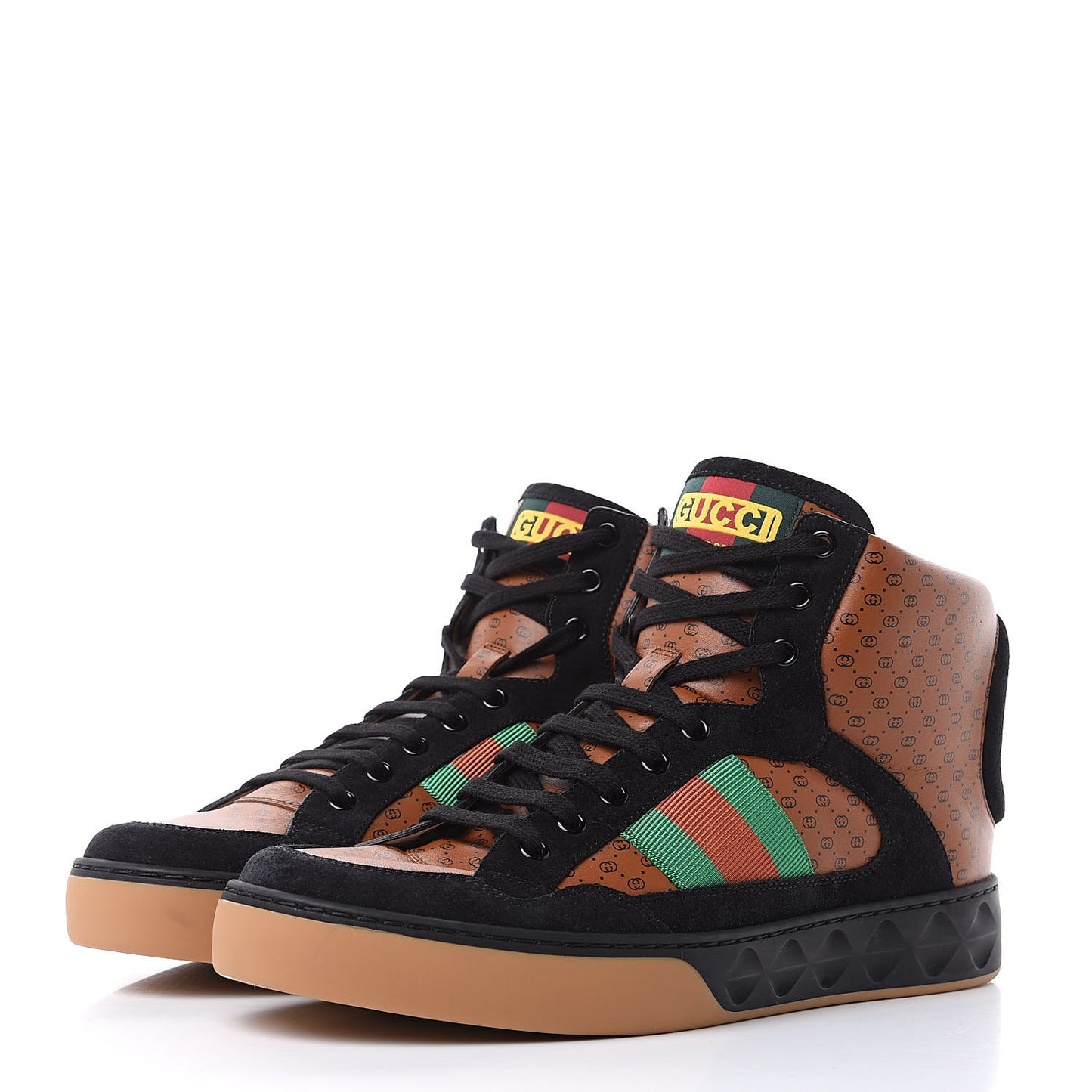 X DAPPER DAN Calfskin Suede GG Micro Monogram Mens High Top Sneakers 9 Brown