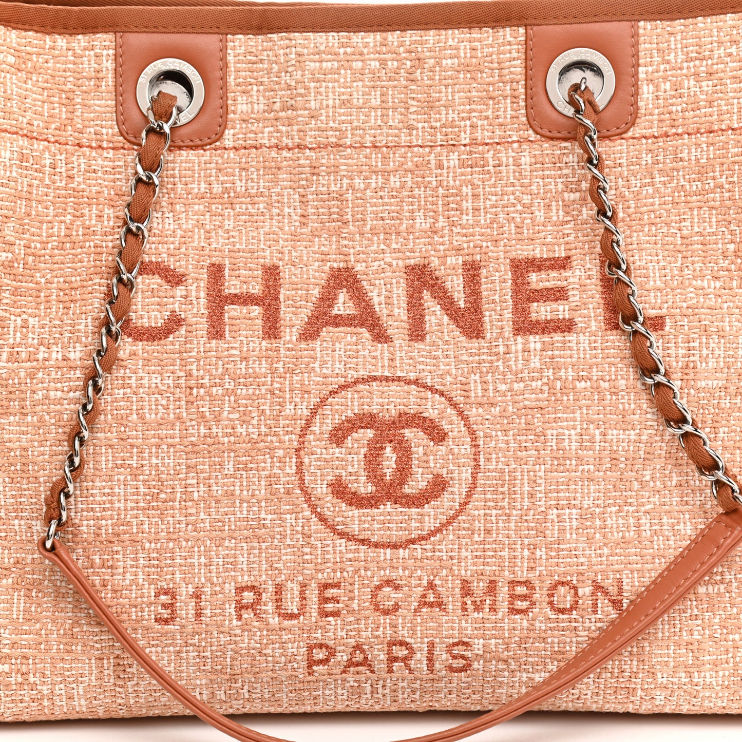 Lurex Boucle Small Deauville Tote Light Orange