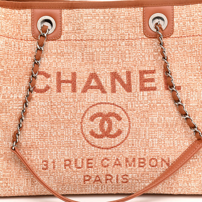 Chanel Lurex Boucle Small Deauville Tote Light Orange 8 of 11