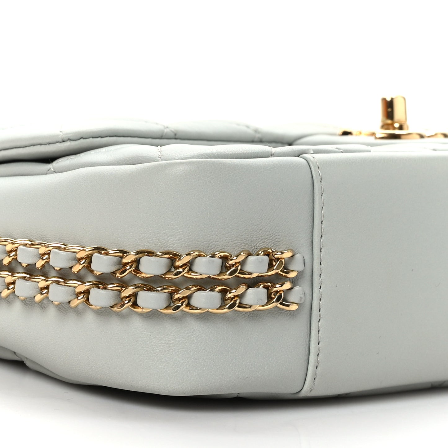Lambskin Quilted Small CC You Flap Light Grey
