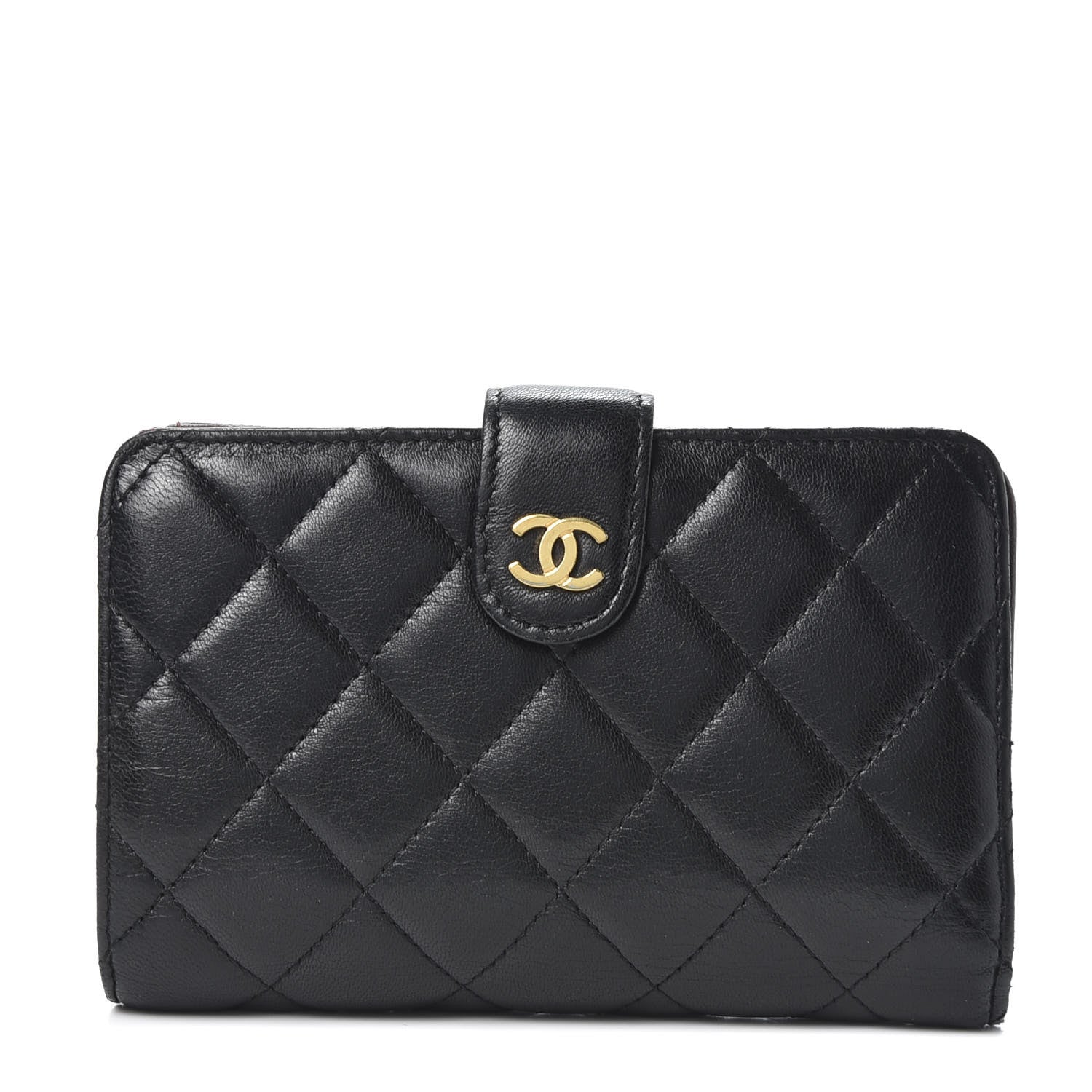 Chanel Lambskin Quilted Zipped Pocket Wallet Black 1 of 9