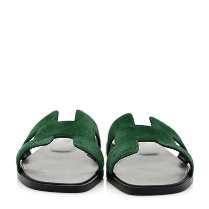 Hermes Suede Goatskin Oran Sandals 36 Vert Electrique 2 of 9