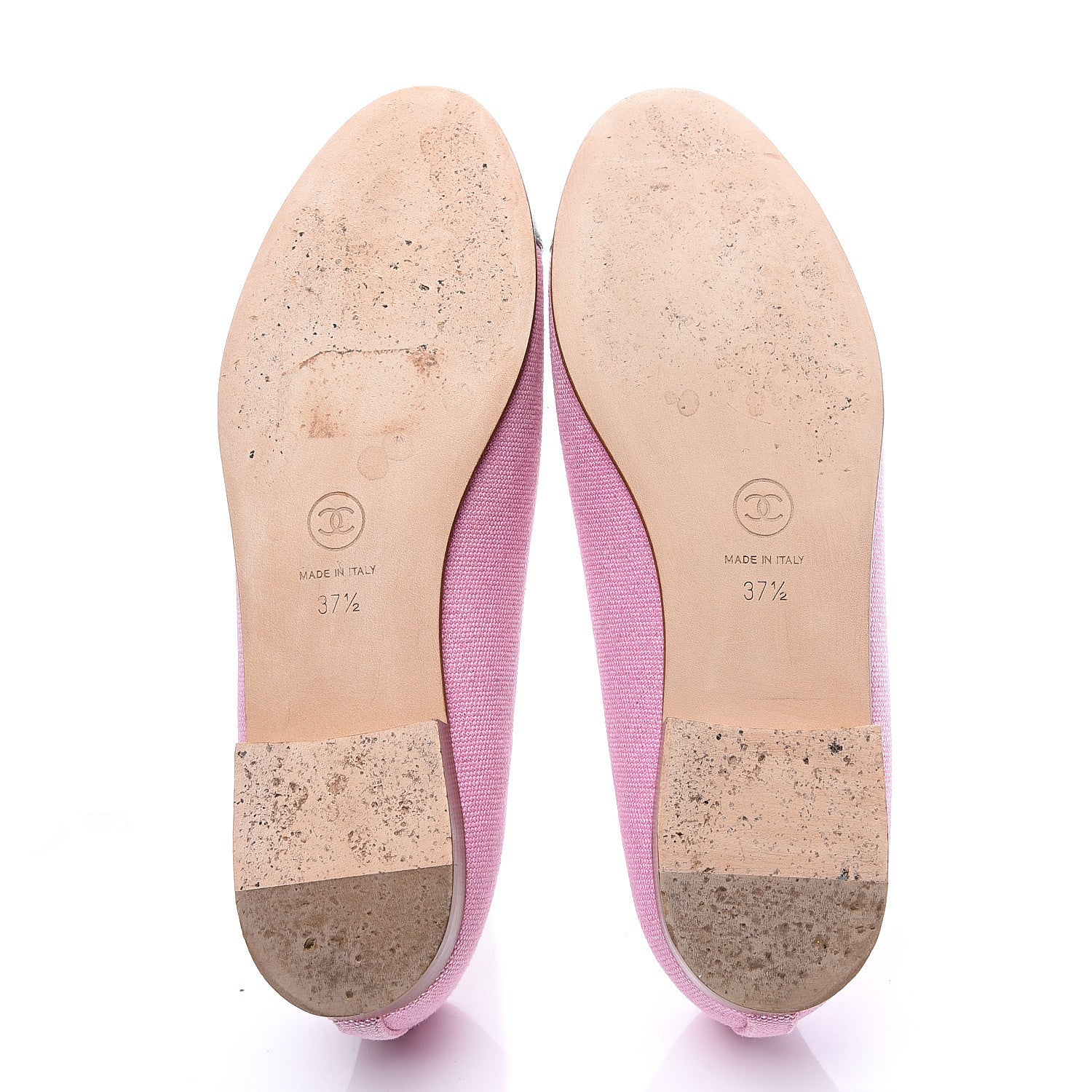 Chanel Iridescent Fabric Lambskin Cap Toe Ballerina Flats 37.5 Pink Light Grey 6 of 11