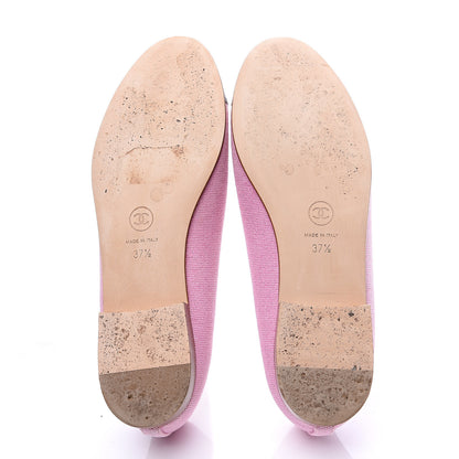 Chanel Iridescent Fabric Lambskin Cap Toe Ballerina Flats 37.5 Pink Light Grey 6 of 11