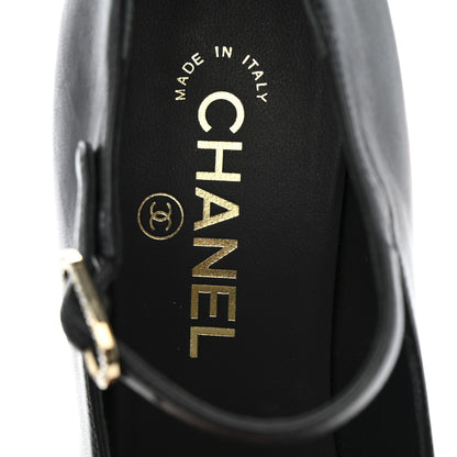 Chanel Lambskin Grosgrain Mary Jane Platform Pumps 38.5 Black 8 of 11