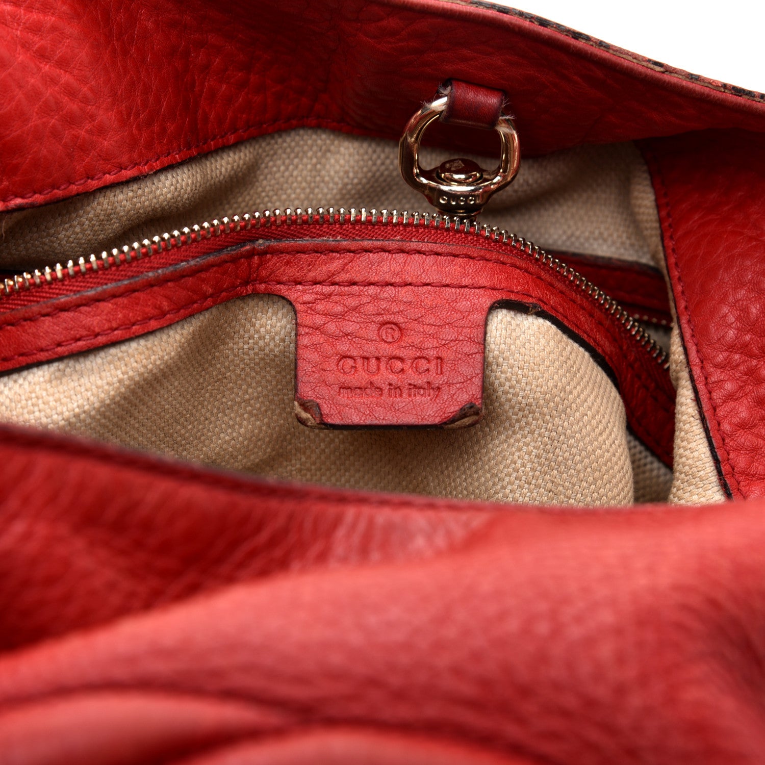 Gucci Pebbled Calfskin Medium Soho Chain Shoulder Bag Tabasco Red 8 of 13