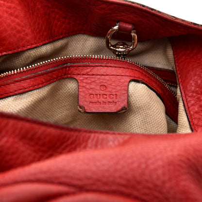 Gucci Pebbled Calfskin Medium Soho Chain Shoulder Bag Tabasco Red 8 of 13
