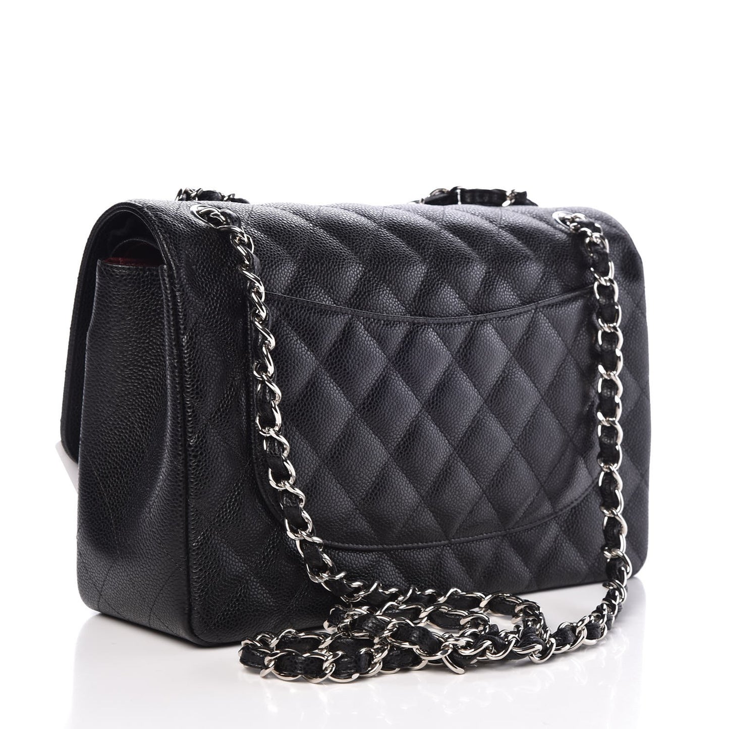 Caviar Quilted Jumbo Double Flap Black