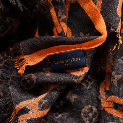 Louis Vuitton Silk Monogram Solar Ray Stole Orange 3 of 4