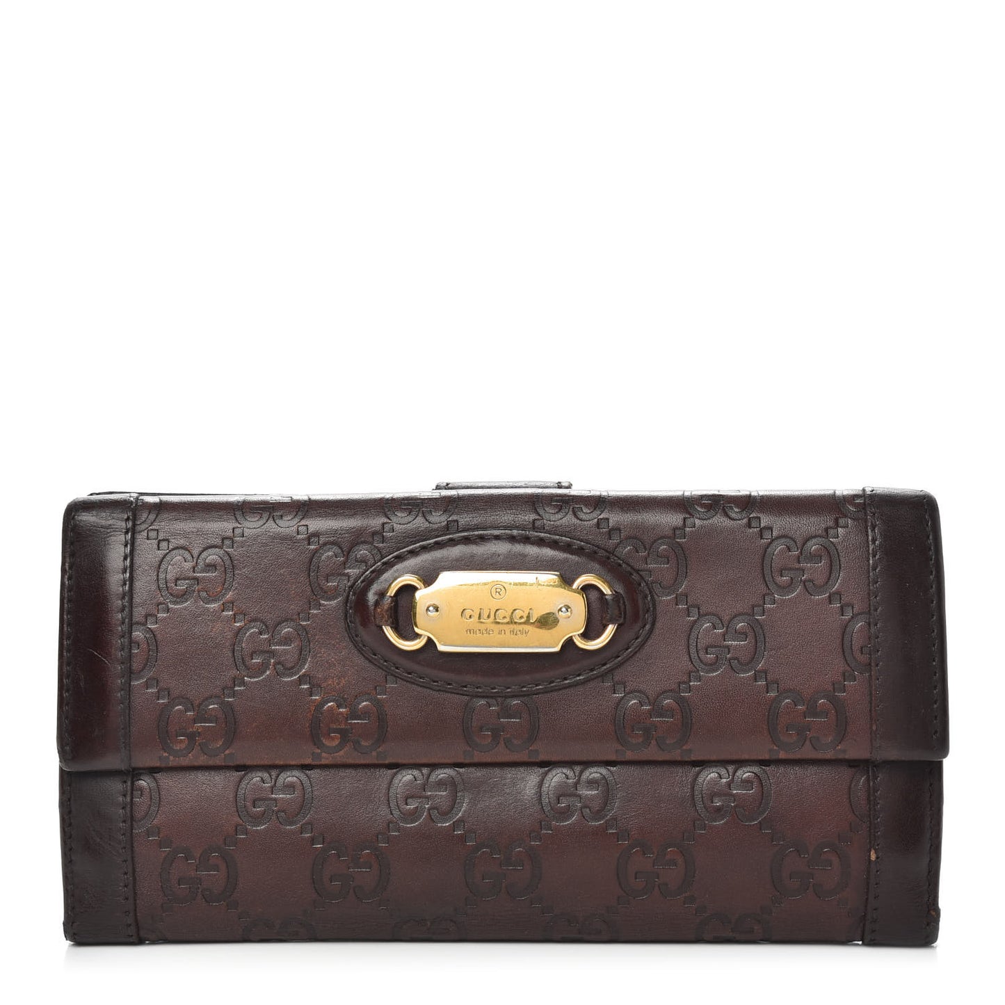 Guccissima Punch Continental Flap Wallet Brown