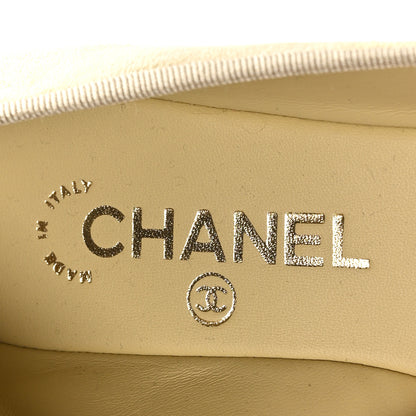 Chanel Suede Cap Toe CC Ballerina Flats 37 Light Yellow Grey 8 of 10