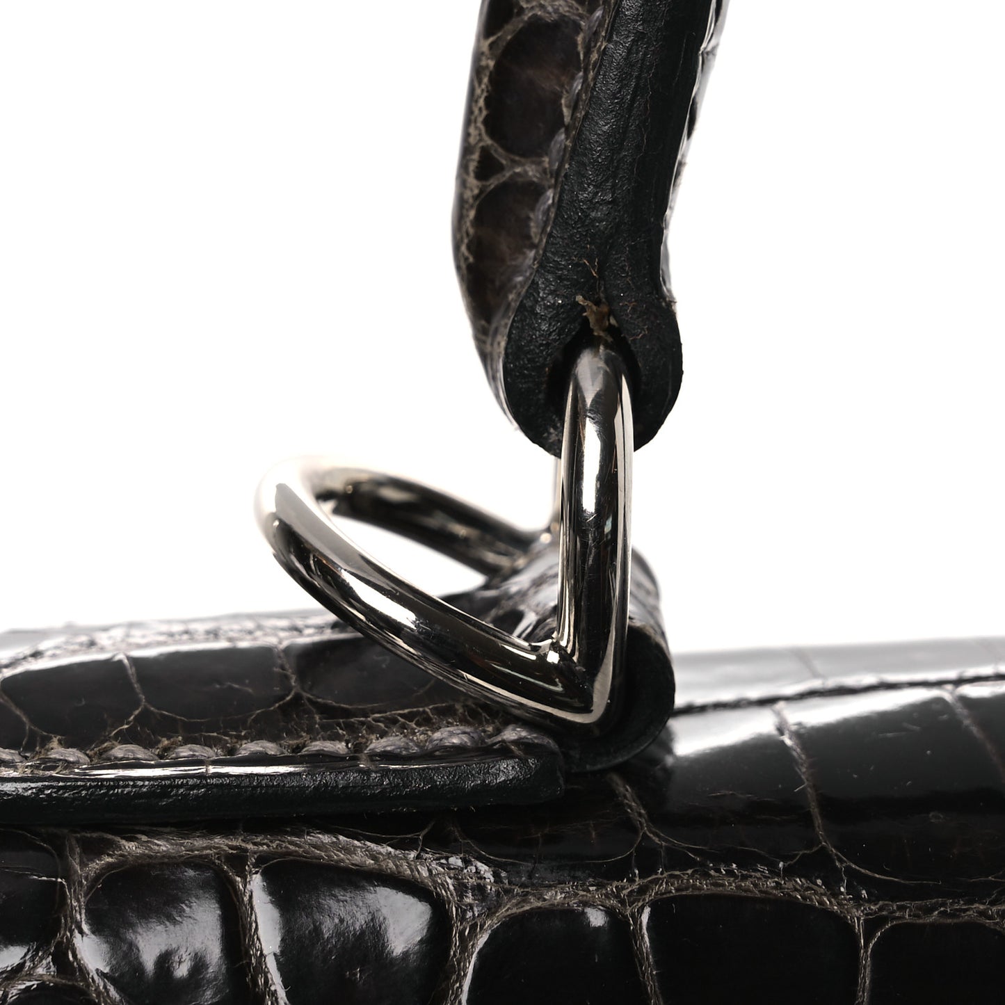 Shiny Porosus Crocodile Kelly Sellier 28 Gris Elephant