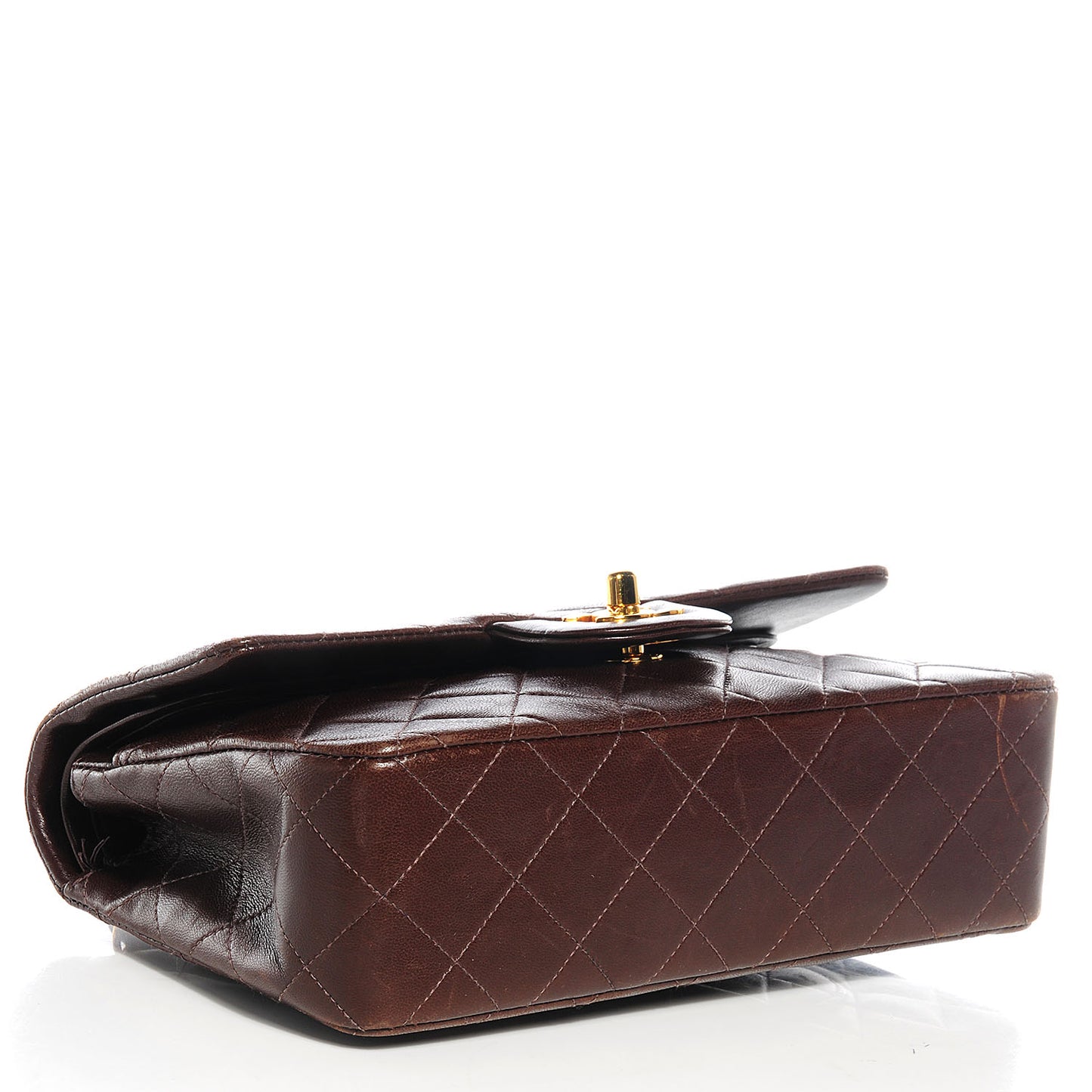 Lambskin Quilted Small Double Flap Bag Brown