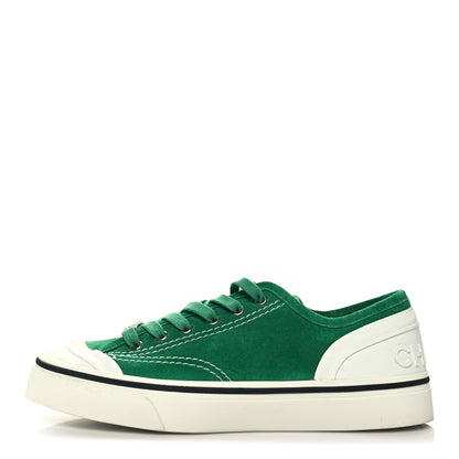 Chanel Suede Calfskin Lace Up Cap Toe Sneakers 39 Green 1 of 8