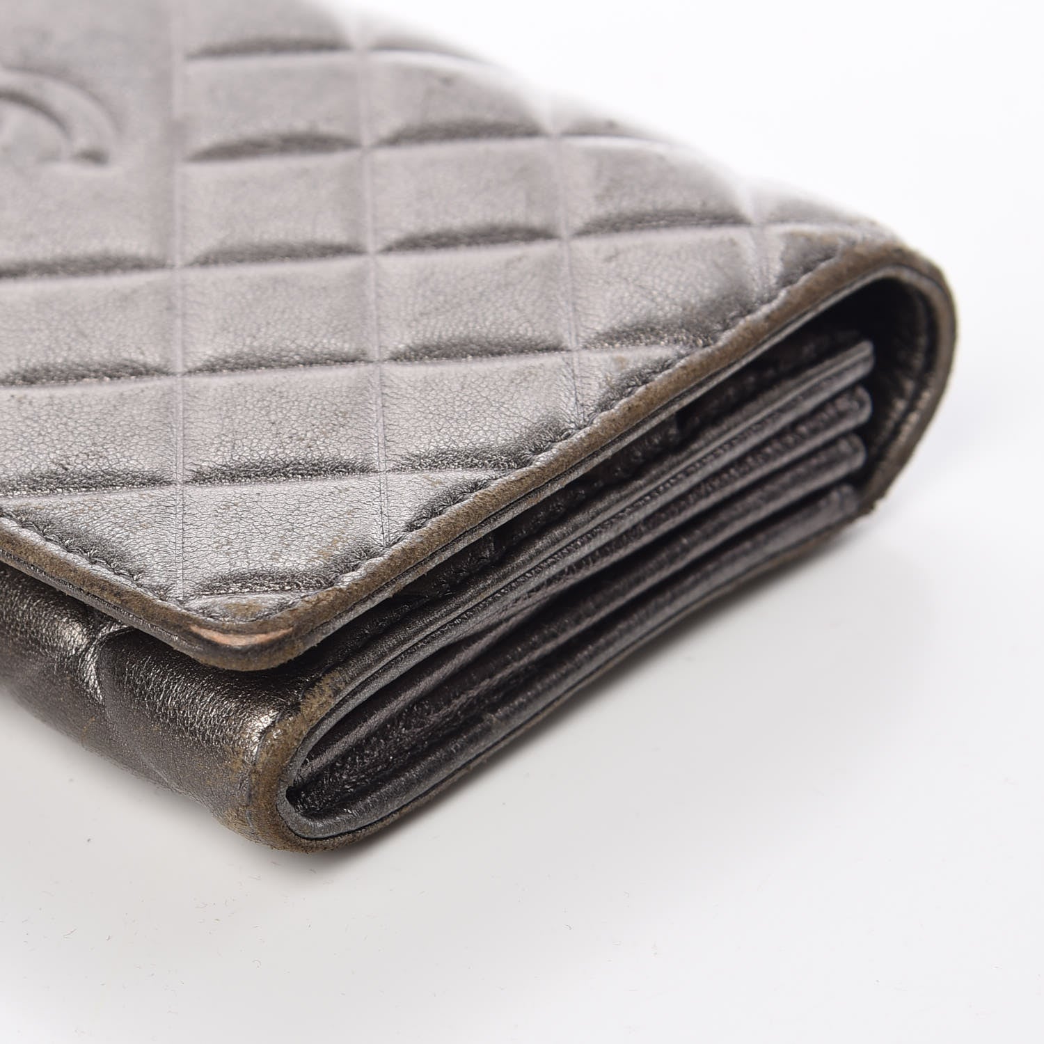 Chanel Calfskin Quilted Large Diamond CC Flap Wallet Dark Silver 13 of 19