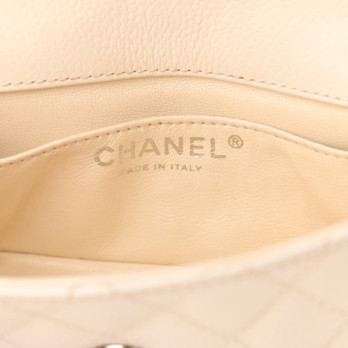 Caviar Quilted Extra Mini Flap White