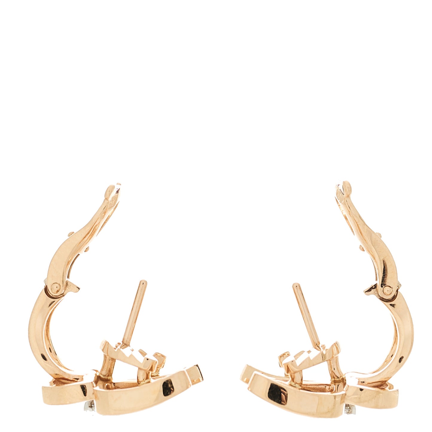 18K Rose White Gold Diamond Mother of Pearl Two Butterfly Earrings