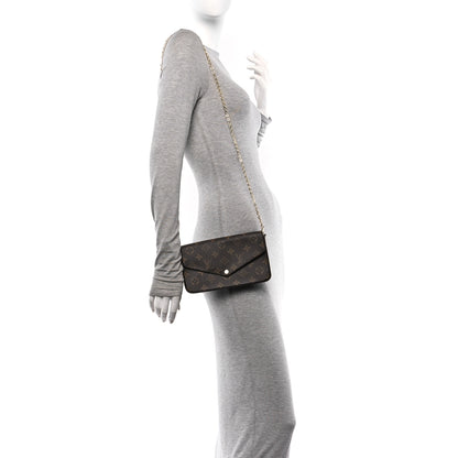 Louis Vuitton Monogram Pochette Felicie Chain Wallet Fuchsia 2 of 11