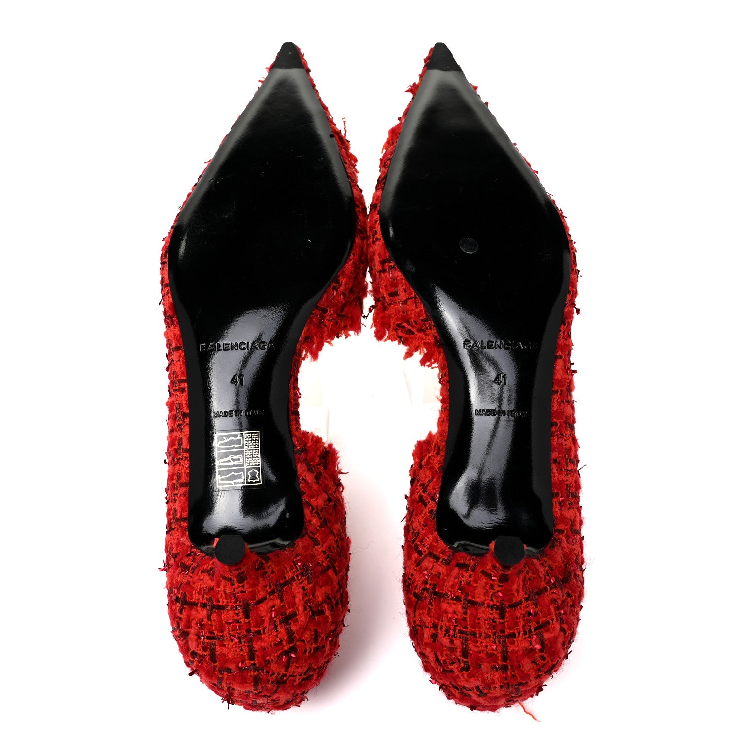 Balenciaga Tweed Point Toe Pumps 41 Crimson Red 5 of 7