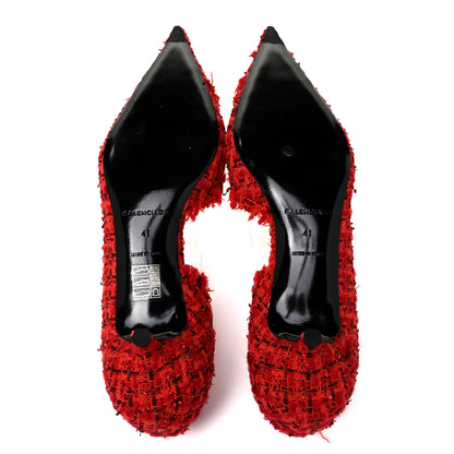 Balenciaga Tweed Point Toe Pumps 41 Crimson Red 5 of 7