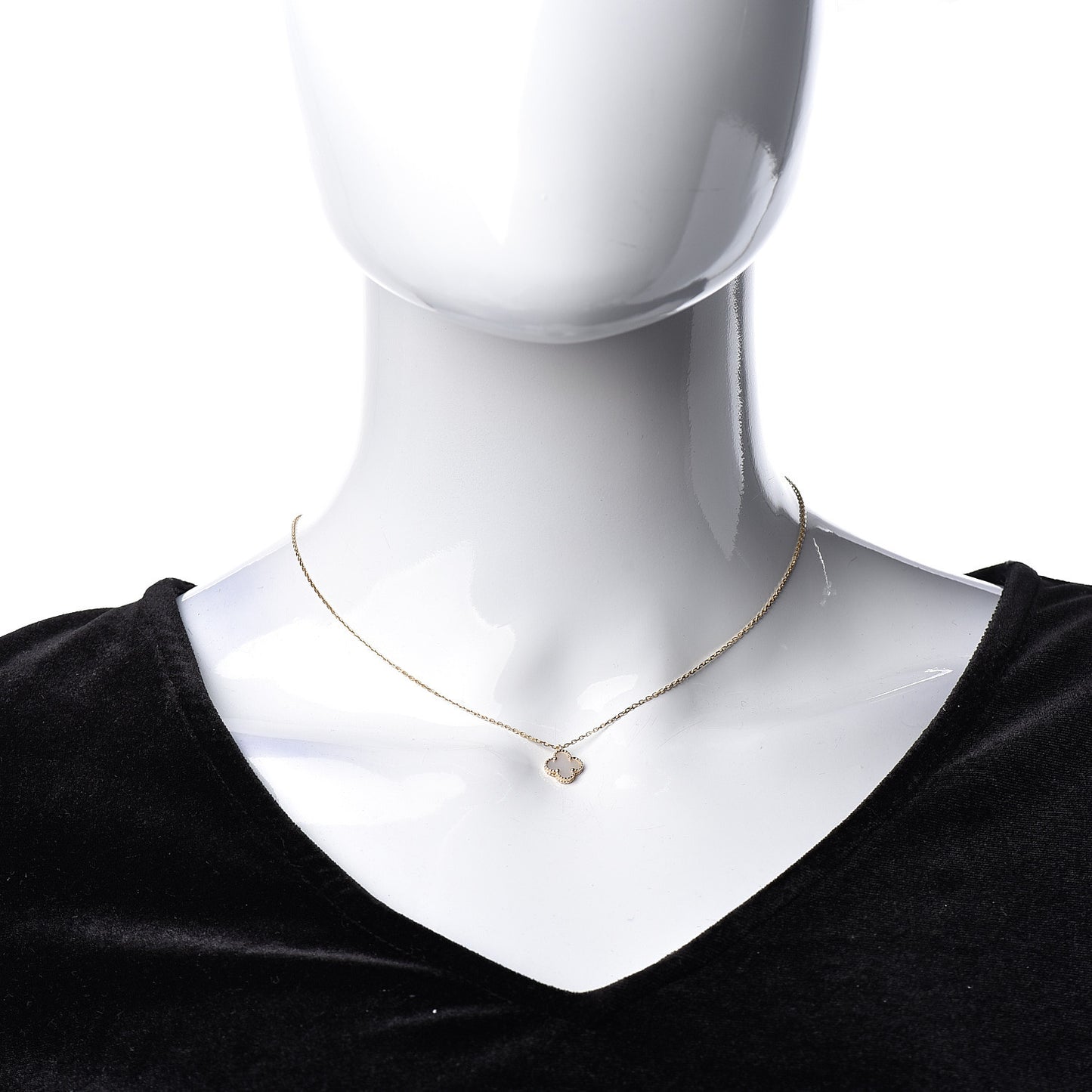 18K Yellow Gold Mother of Pearl Sweet Alhambra Pendant Necklace