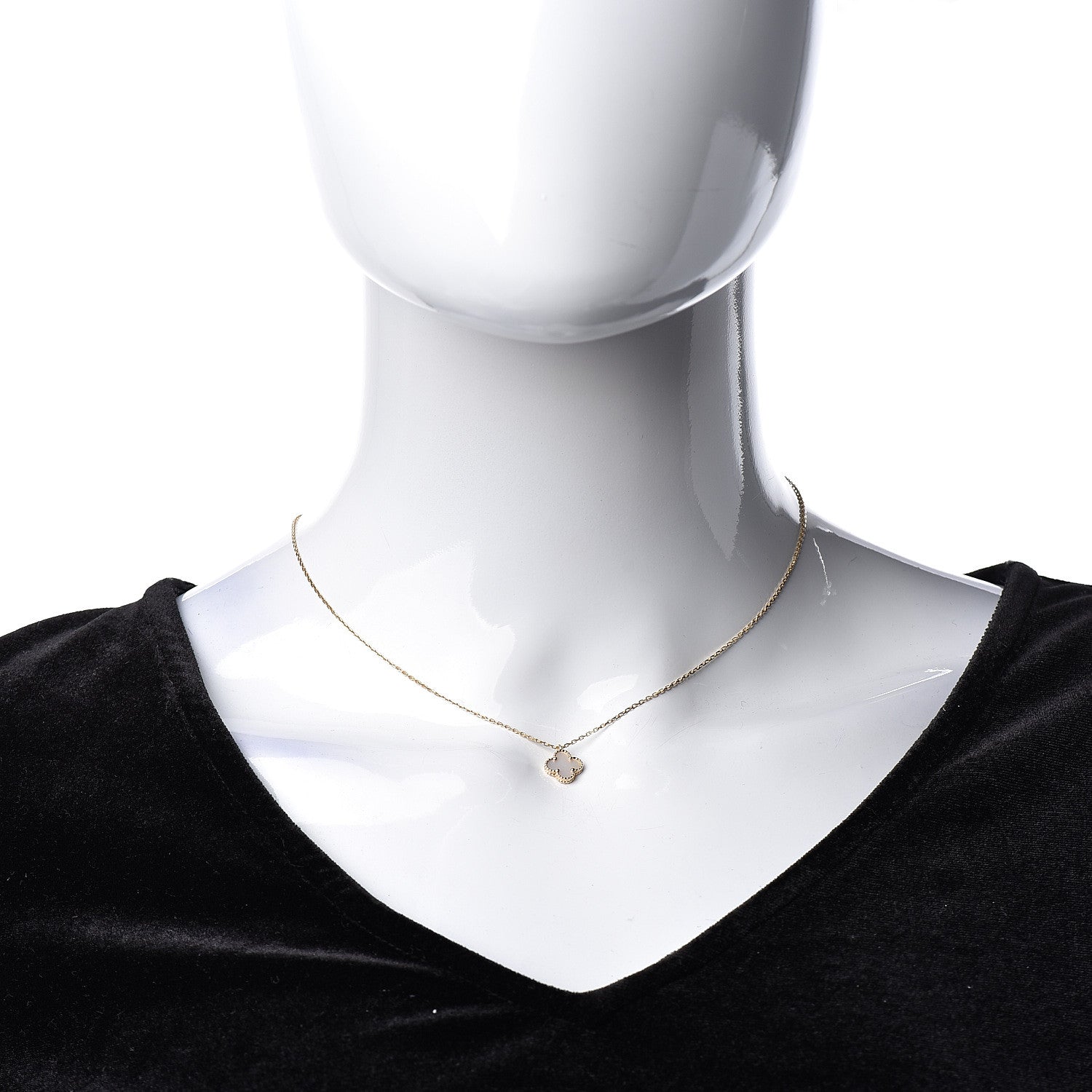 Van Cleef & Arpels 18K Yellow Gold Mother of Pearl Sweet Alhambra Pendant Necklace 2 of 6