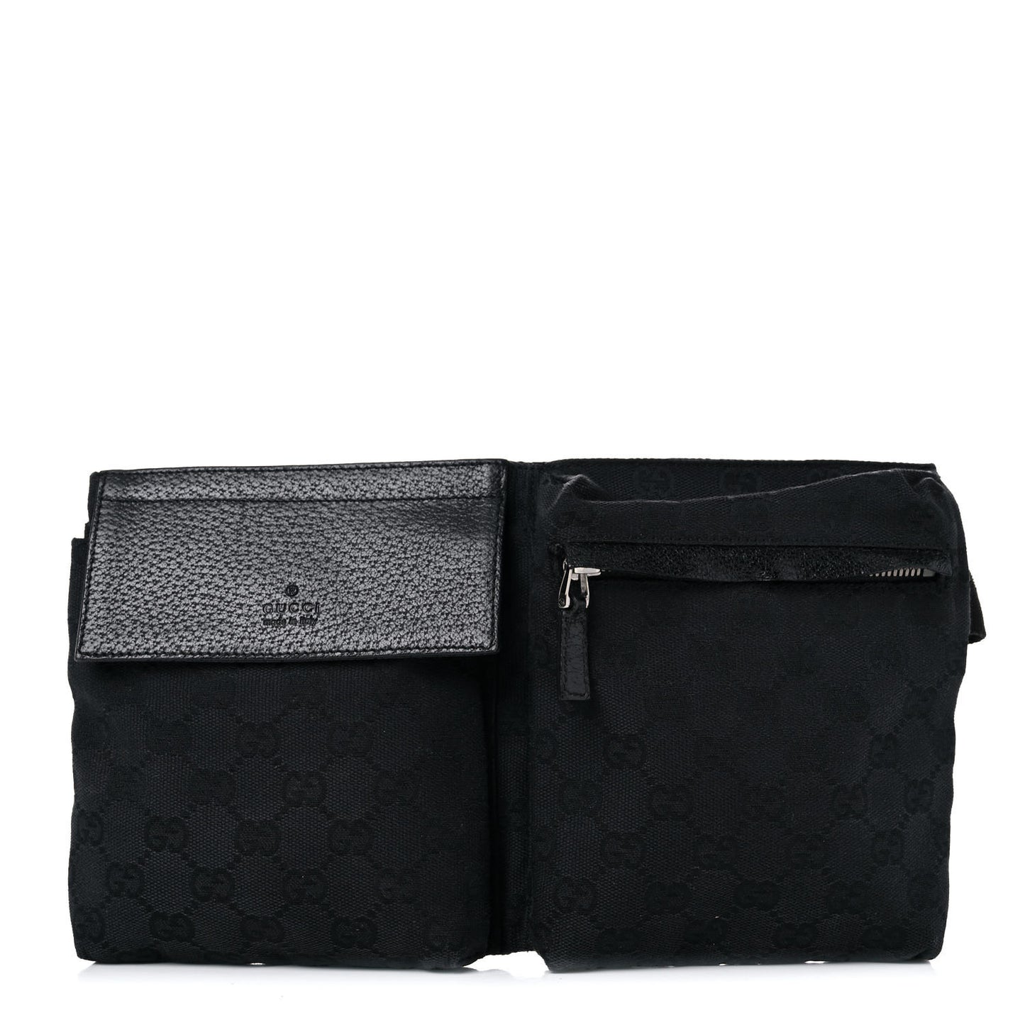 GG Monogram Double Pocket Belt Bag Black