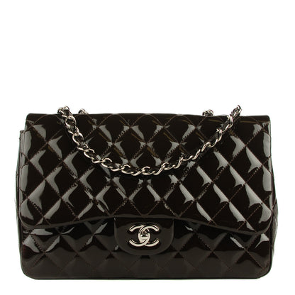 Chanel Patent Quilted Jumbo Single Flap Dark Brown 1 of 8
