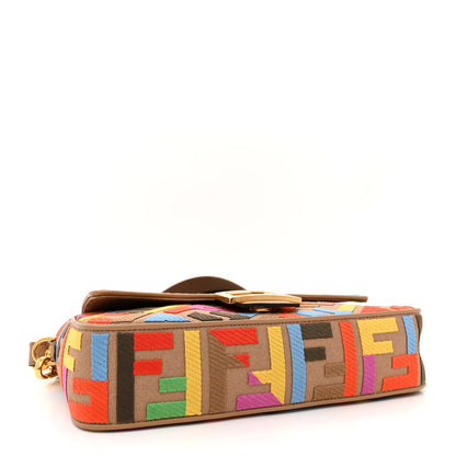 Fendi Canvas Vitello King FF Multicolor Embroidered Baguette Multicolor Cuoio 4 of 10
