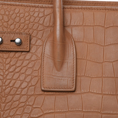 Saint Laurent Crocodile Embossed Suede Small Supple Sac de Jour Tan 15 of 17