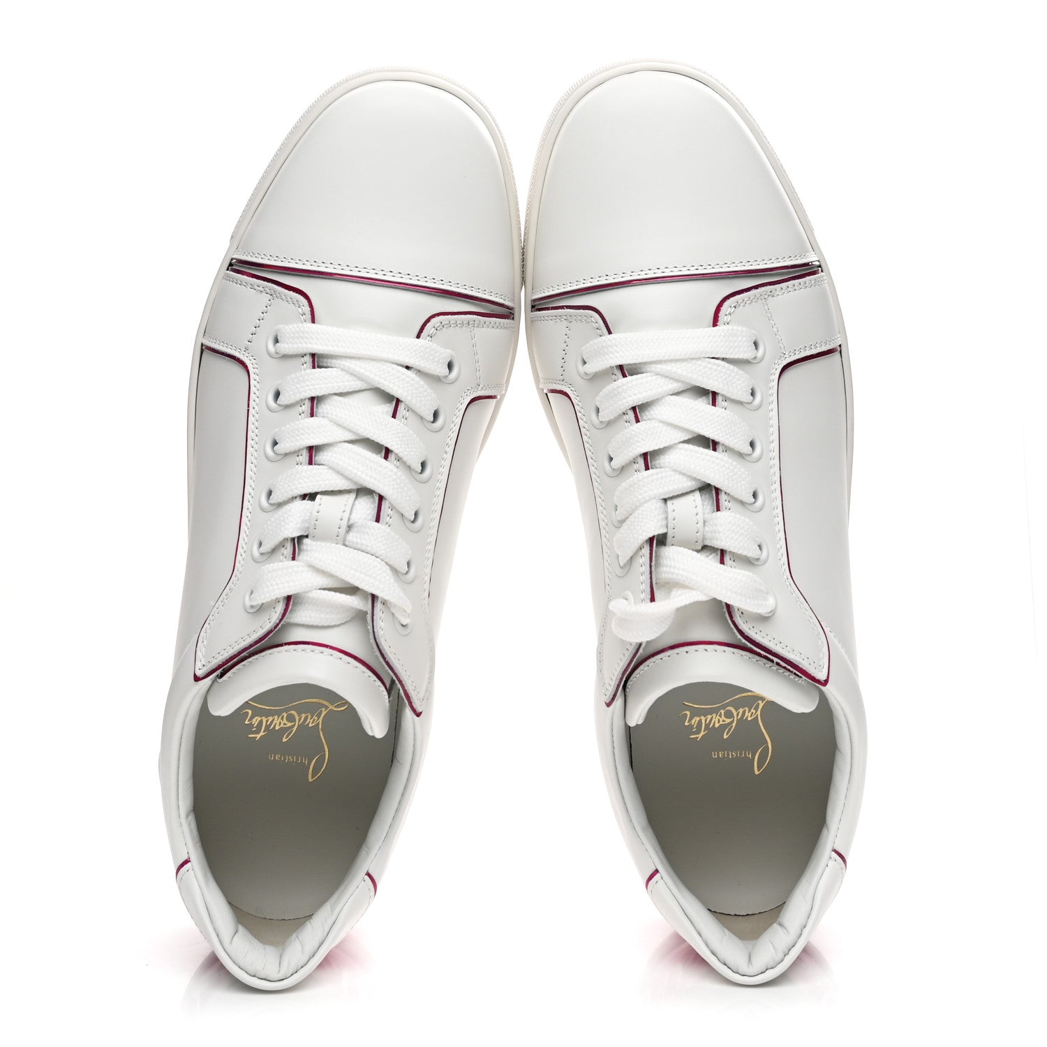 Christian Louboutin Patent Calfskin Womens Fun Vieira Flat Sneakers 39.5 White Fuxia 2 of 11