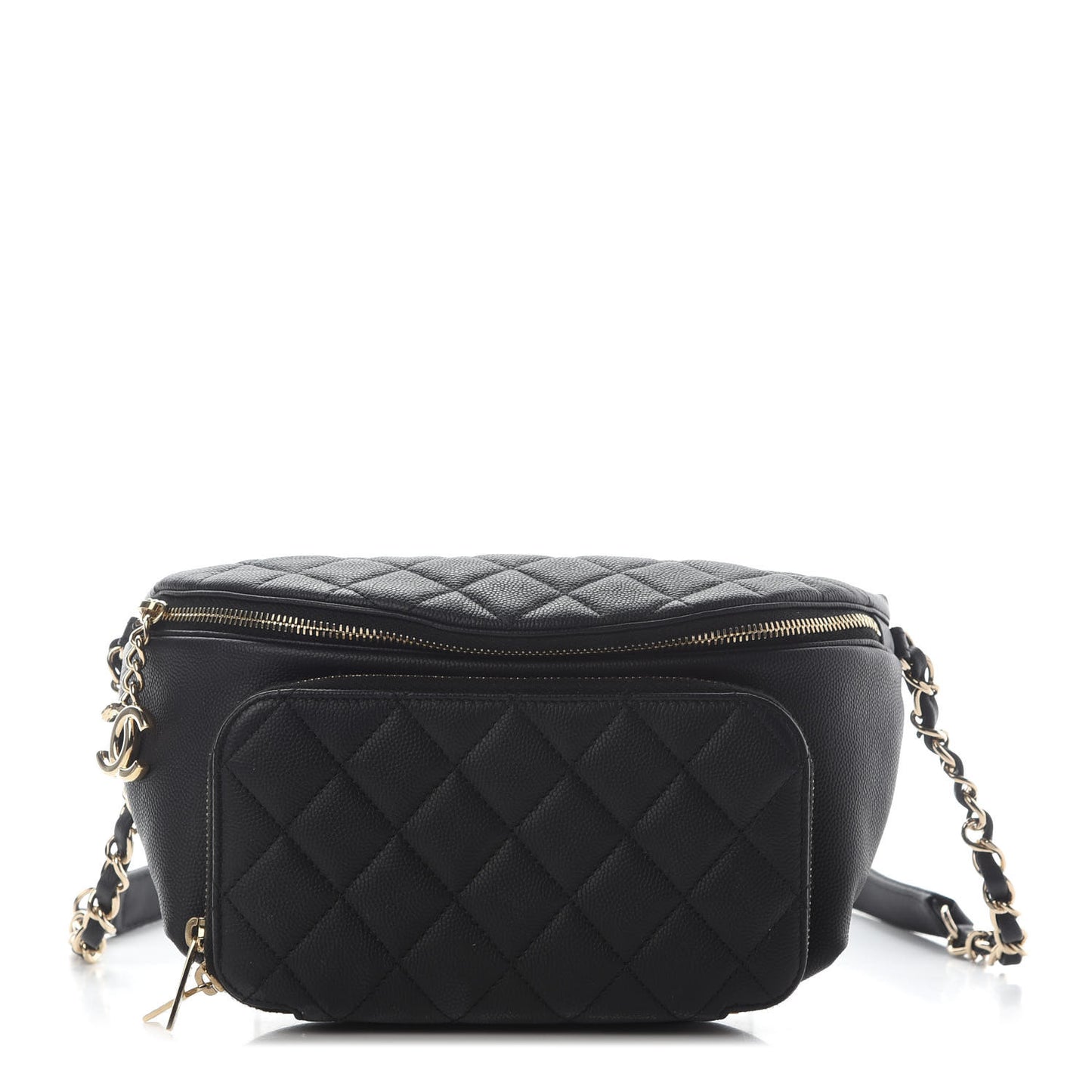Caviar Quilted Business Affinity Waist Belt Bag Black