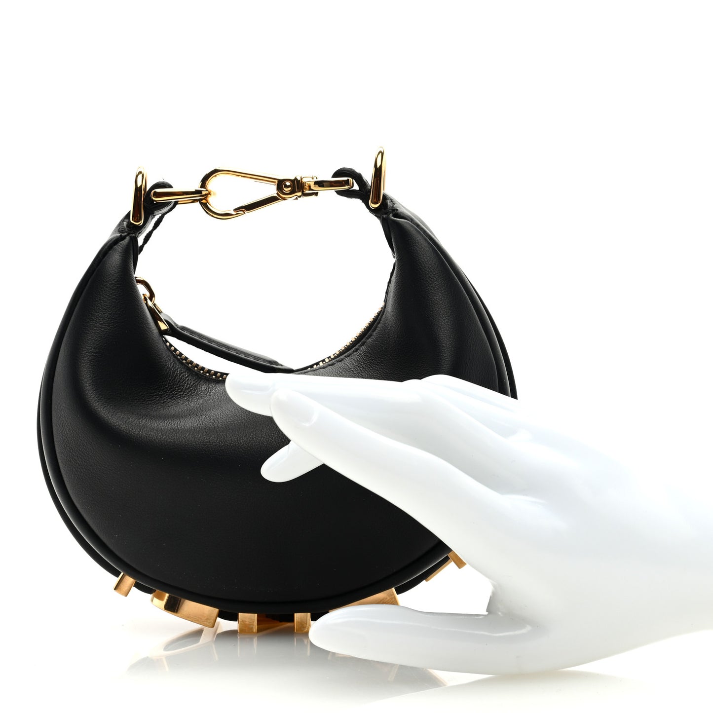 Vitello Grace Matte Nano Fendigraphy Hobo Charm Black