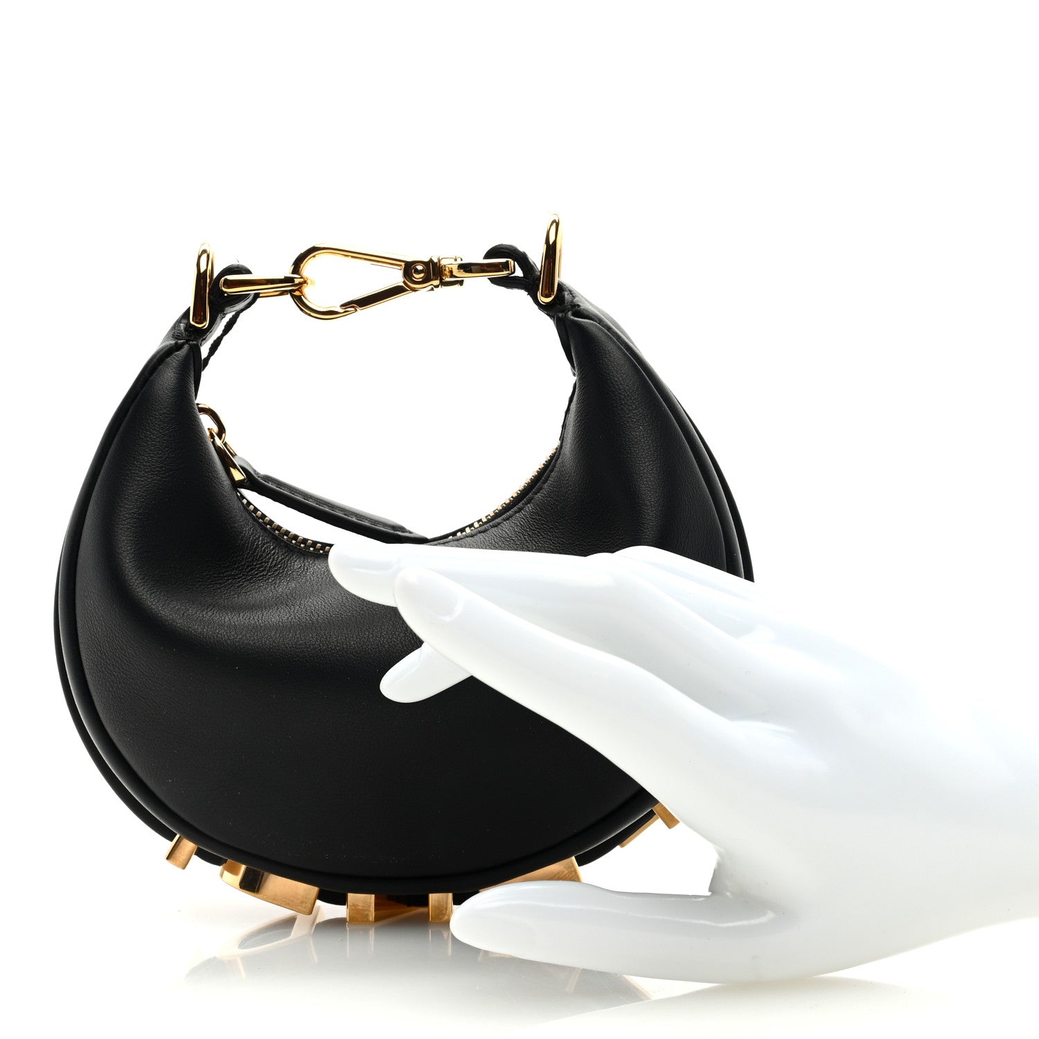 Fendi Vitello Grace Matte Nano Fendigraphy Hobo Charm Black 2 of 7